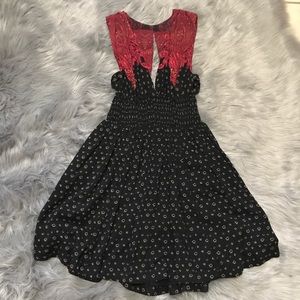 Free People Flowy Red and Black Sun Dress
